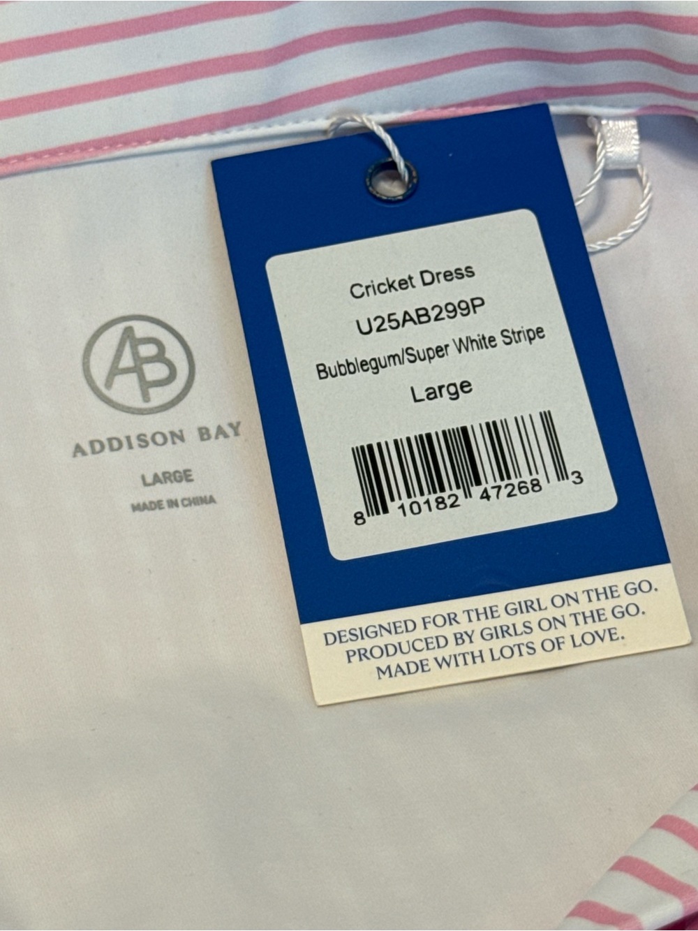 Addison Bay Cricket Pink Striped Polo-Style Short Sleeve Dress - Picture 9 of 9